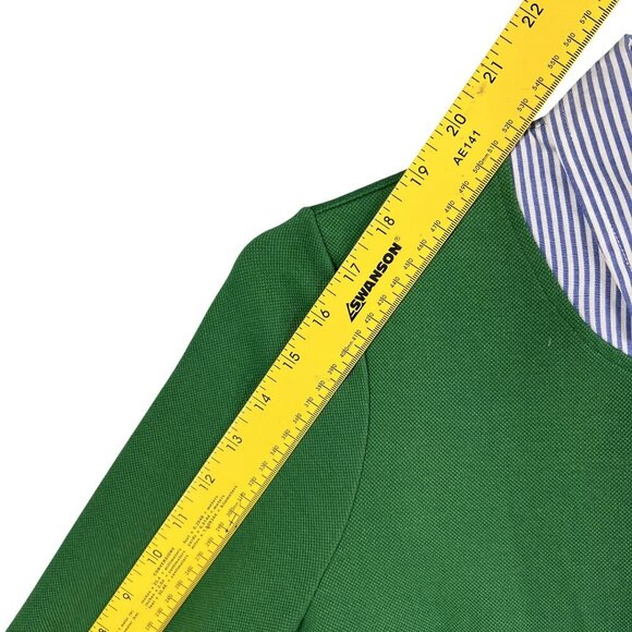 Talbots Womens M Green Stripe Collared Polo Pique Dress Pockets Academia Preppy - Picture 11 of 16